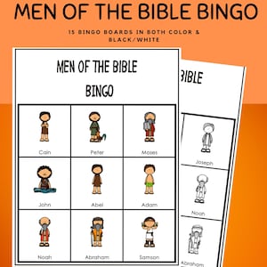 Juego de bingo de Hombres de la Biblia para niños, Hombres de la Biblia, Bingo bíblico, Historia bíblica del Nuevo y Antiguo Testamento, Juego bíblico de la escuela dominical