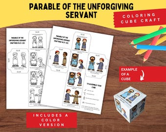Parable of the Unforgiving Servant Bible Story Cube | Printable Craft for Kids | Matthew 18,Forgiveness Bible Lesson,Sunday School Activity
