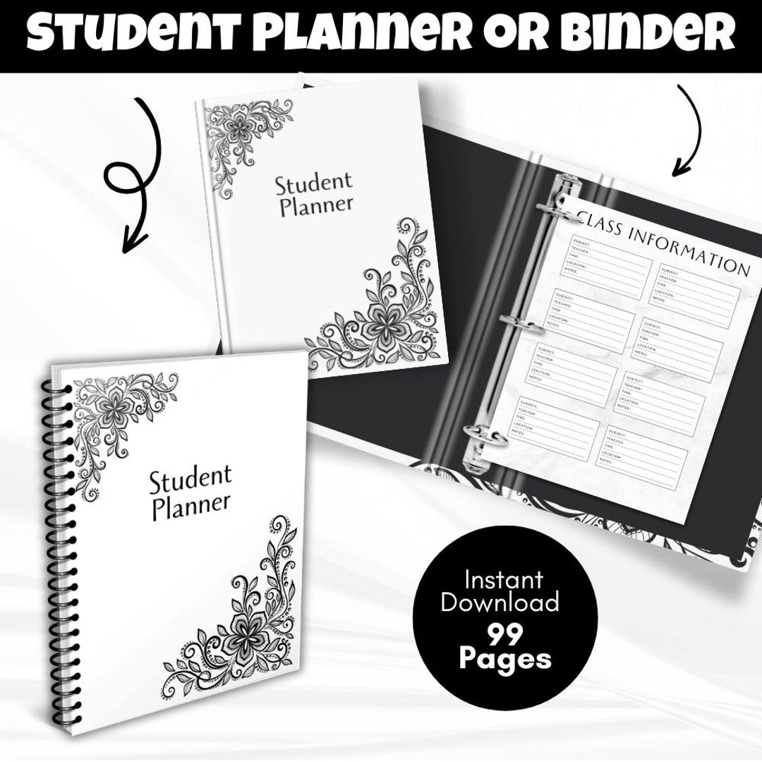 Student Planner Printable, Daily Study Planner, Student Notebook Binder ...