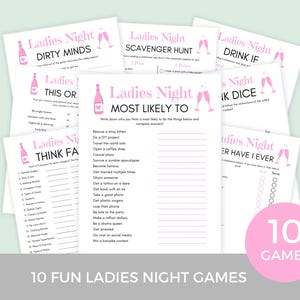 Ladies Night Games (10 Pack) - Printable Bachelorette Party Games, Girls Night Out