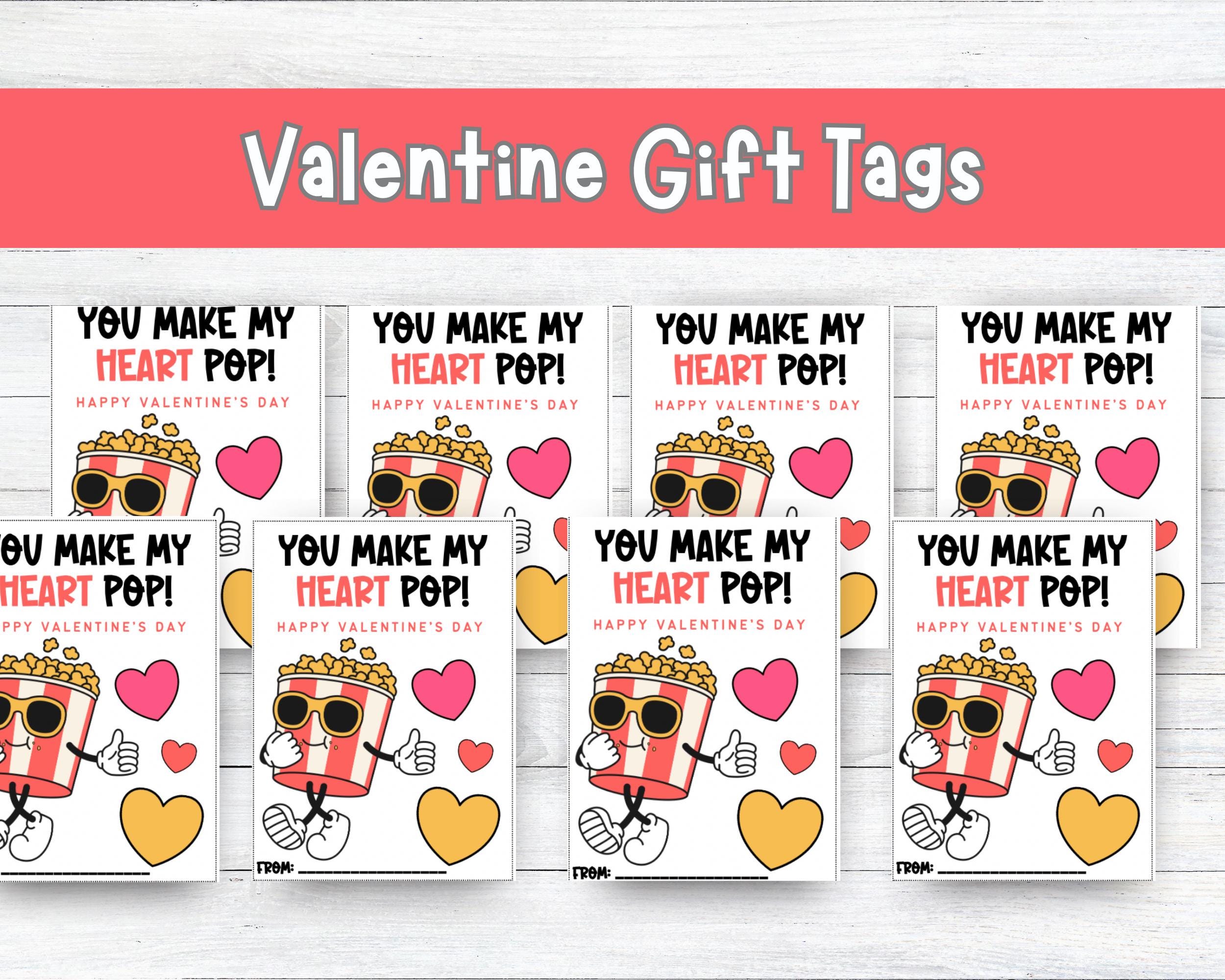 41 Easy Popcorn Crafts for Kids 34 Valentine Popcorn Gift Tag Printable Popcorn Valentine Card for Kids…