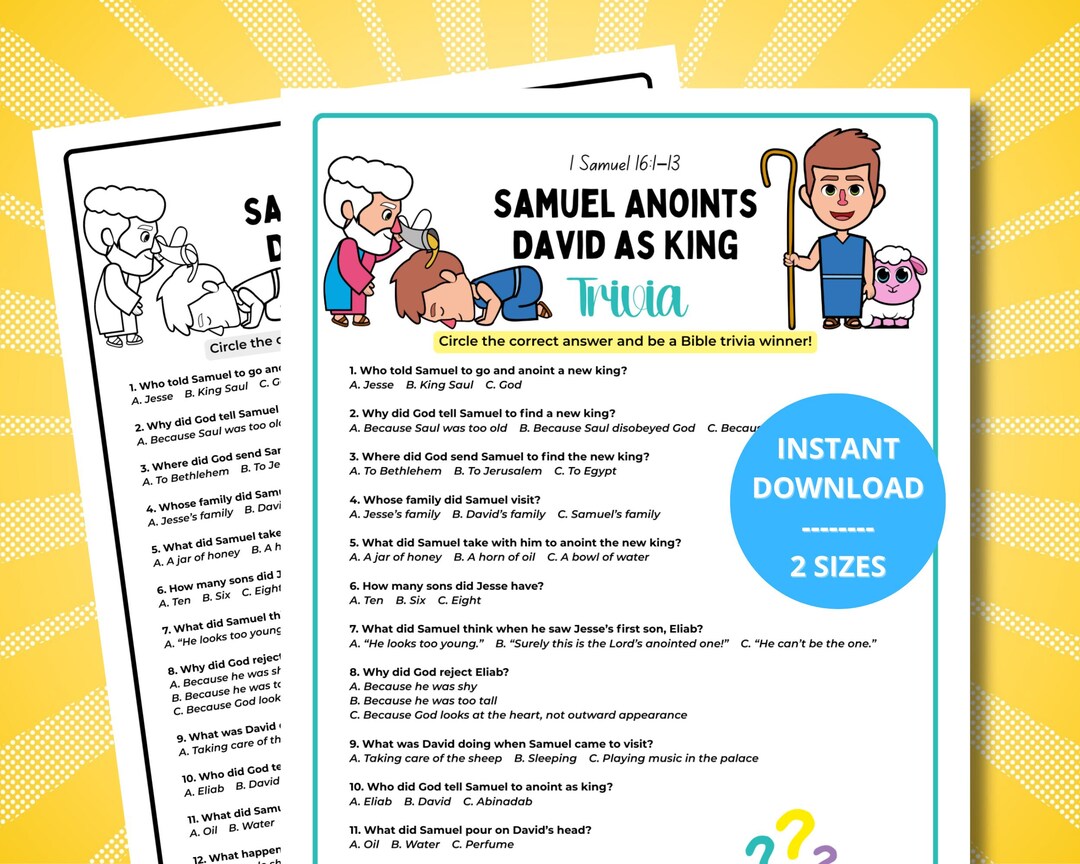 Samuel Anoints David Trivia Game • David Chosen by God 1 Samuel 16 ...