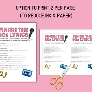Printable 90s party game for adults and millennials
