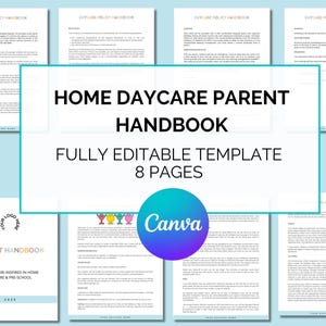 Handbuch für Kindertagespflege-Eltern, bearbeitbare Vorlage für ein Tagespflege-Handbuch, Richtlinien und Verfahren für die Kindertagespflege, Tagespflege zu Hause, Vorschul-Handbuch-Richtlinien PDF
