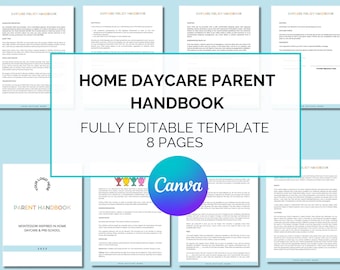 Handbuch für Kindertagespflege-Eltern, bearbeitbare Vorlage für ein Tagespflege-Handbuch, Richtlinien und Verfahren für die Kindertagespflege, Tagespflege zu Hause, Vorschul-Handbuch-Richtlinien PDF