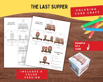 The Last Supper Coloring Cube | Matthew 26:17–30 | Holy Week Bible Story for Kids | Passover Lesson | Sunday School Printable Craft