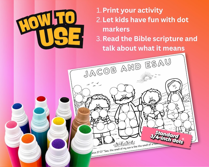 Jacob and Esau Bible Dot Marker Activity | Genesis 27:27 Blessing and ...