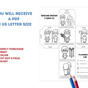 David and Jonathan Coloring Cube – Printable Friendship Bible Story ...