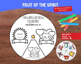 Fruit of the Spirit Man Coloring Wheel | Galatians 5:22–23 Bible Lesson for Kids | Christian Character Traits Craft