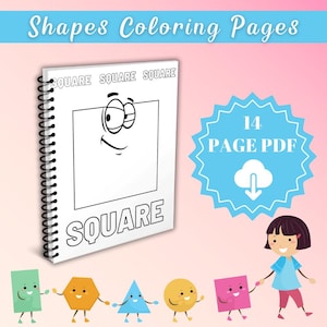 14 Shapes Coloring Pages for Kids, Learn Shapes & Colors,Fun Educational Activity, Printable PDF,Homeschool Activity,Preschool, Kindergarten