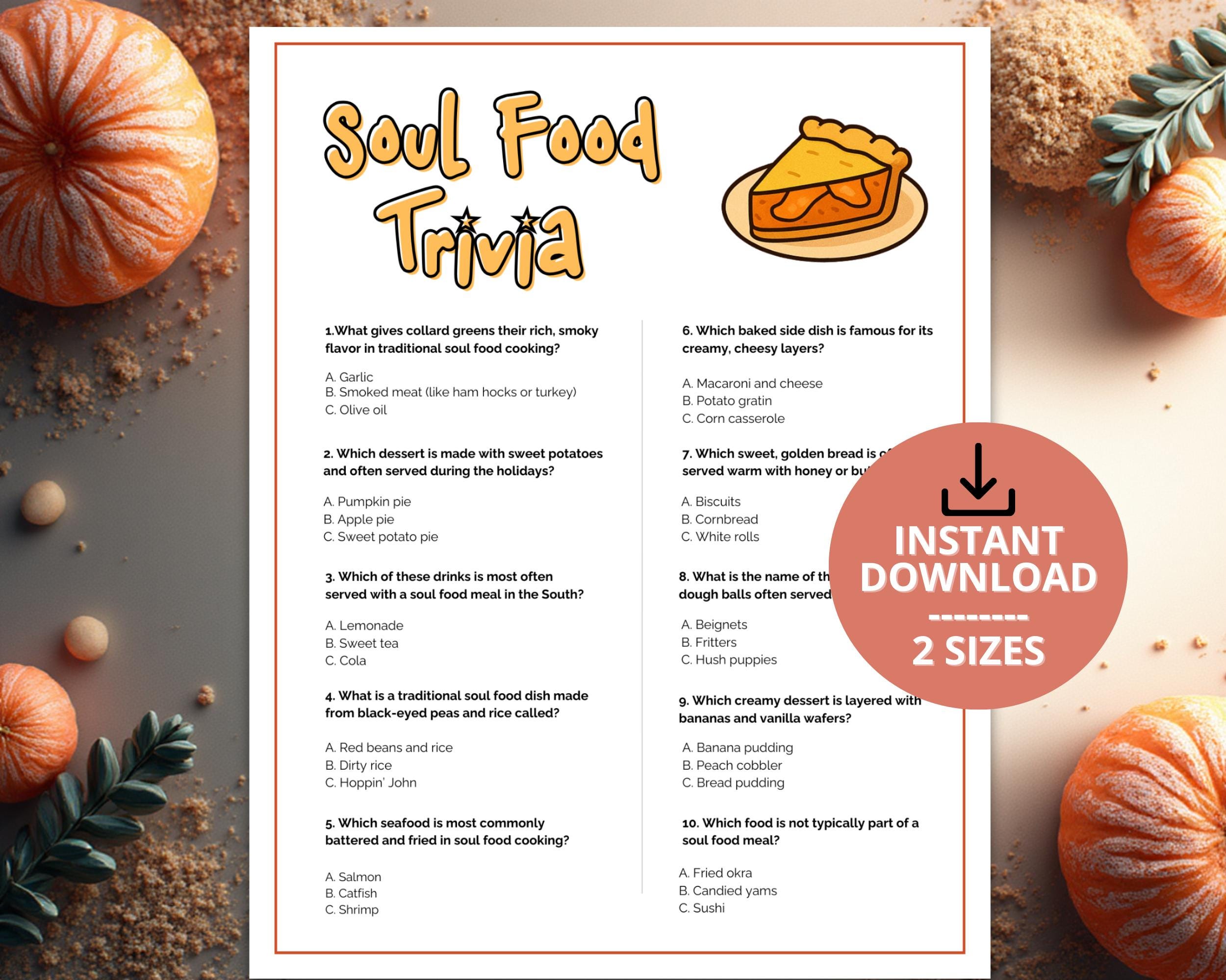 Southern Trivia Soul Food Trivia Game for Kids & Adults | Fun Black Family Reunion Game ...