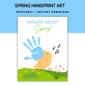 Spring Handprint art, Spring Preschool Activity, Craft for Toddlers, Handprint Kids Spring Craft, Spring Handprint art, Handprint Keepsake