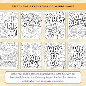 Preschool Graduation Coloring Pages | Printable Activity, Graduation Keepsake, 2026 Graduate Craft, Class of 2026, End of School