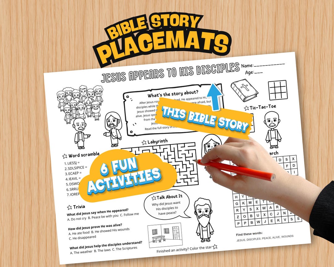 Jesus Appears to His Disciples Bible Story Placemat | Luke 24:36–49 ...