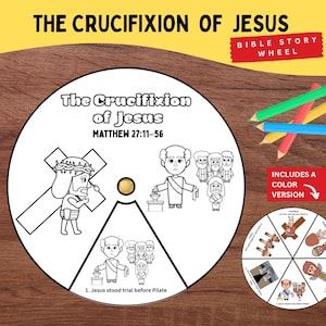 Jesus Crucifixion Coloring Wheel | Matthew 27:11–56 Printable | Good Friday Bible Story for Easter and Sunday School Lessons
