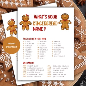 Gioco di pan di zenzero "Come ti chiami", gioco del nome di Natale, gioco delle feste, attività natalizie, gioco di Natale per bambini, attività invernali, gioco invernale
