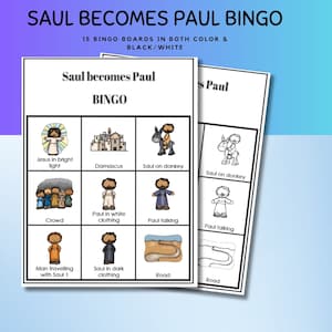 Saul wird zu Paul Bingo Set für Kinder, Saul wird zu Paul Bibel Bingo l Neues Testament Bibelgeschichte l Sonntagsschulbibelspiel
