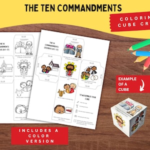 10 Commandments Cube Printable | Ten Commandments Bible Craft for Kids | Exodus 20:1–17, Printable Kids Craft | Sunday School Activity