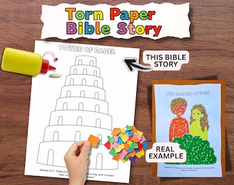 Tower of Babel | The Tower of Babel Torn Paper Bible Craft | Sunday School Paper Collage Printable | Christian Kids Craft Activity