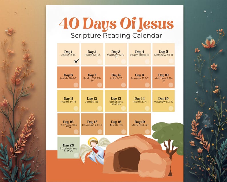 40 Days of Jesus Lent Scripture Calendar for Kids With Daily Christian ...
