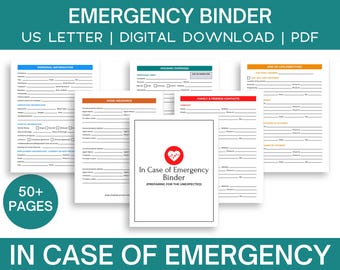 In Case of Emergency Binder & End of Life Planner, 50 pages, What If Emergency Planner, Household Planner Binder, Family Binder, Printable