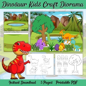 Dinosaur Kids Craft Diorama | Printable Activity | Educational Dinosaur Craft | Instant Download PDF