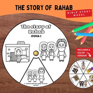 Rahab and the Spies Coloring Wheel | Joshua 2 Bible Story Craft for Kids | Jericho Bible Story | Sunday School Printable