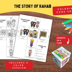 Rahab and the Spies Coloring Cube | Joshua 2 Bible Story Craft for Kids | Rahab Bible Lesson for Sunday School and Christian Activities