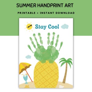 Summer Handprint art, Summer Preschool Activity, Craft for Toddlers, Handprint Kids Summer Craft, Summer Handprint art