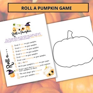 Roll a Pumpkin Dice Game Printable for Kids – Fun Halloween Party Activity, Classroom Game, Fall Festival Game – Instant Download PDF