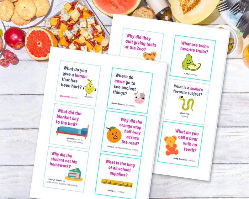 24 Jokes for Kids Lunch Box Notes | Printable Funny Cards | Instant ...