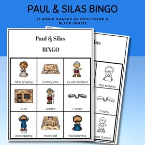Paul und Silas Bingo-Set für Kinder, Paul und Silas Bibel Bingo l Altes Testament Bibelgeschichte l Sonntagsschulbibelspiel, Apostelgeschichte 16: 16–40