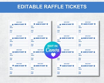 Bearbeitbare druckbare Raffle Ticket-Vorlage | Individueller Überraschungs-Eintrag | Geben Sie ein, um ein Ticket zu gewinnen