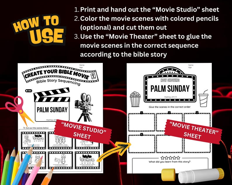 Palm Sunday Sequencing Activity Matthew 21:1–11 Bible Lesson for Kids ...