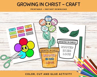 Growing in Christ Craft Activity for Kids, Homeschool Craft, Bible Printable Activity, Sunday School Craft, Printable Craft