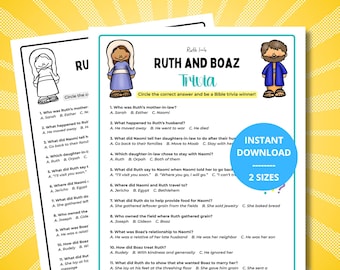 Ruth and Boaz | Ruth and Naomi | Book of Ruth Bible Story | Ruth 1–4 Lesson for Kids | Faith, Loyalty & Kindness Sunday School Printable