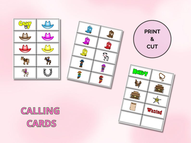Cowboy and Cowgirl Bingo, Printable Game for Cowboy Lovers, Cowboy ...