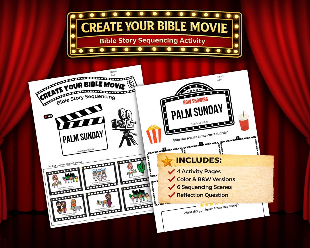 Palm Sunday Sequencing Activity Matthew 21:1–11 Bible Lesson for Kids ...