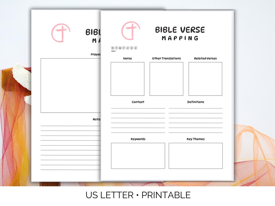 Bible Verse Mapping Printable Template, Christian Bible Study Worksheet ...