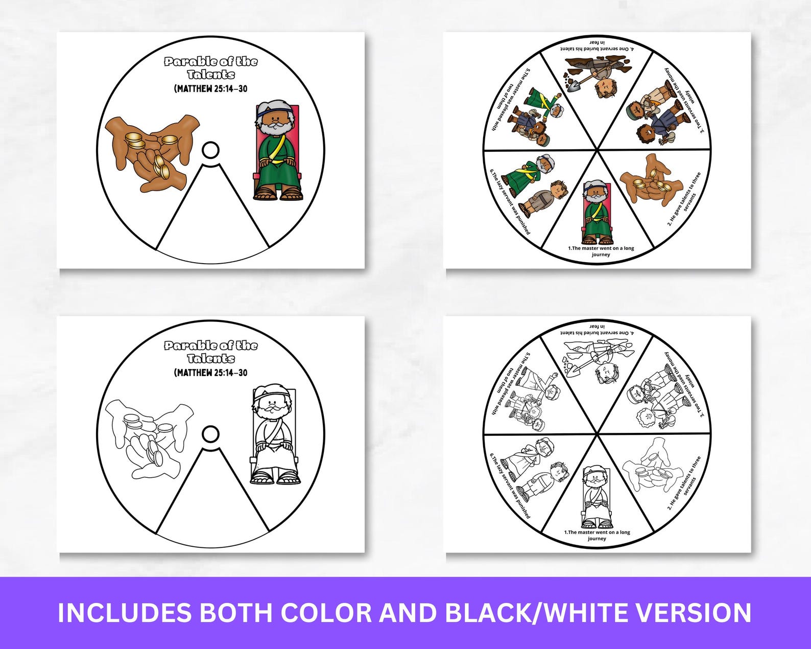Parable of the Talents Bible Craft for Kids | Matthew 25:14–30 Coloring ...