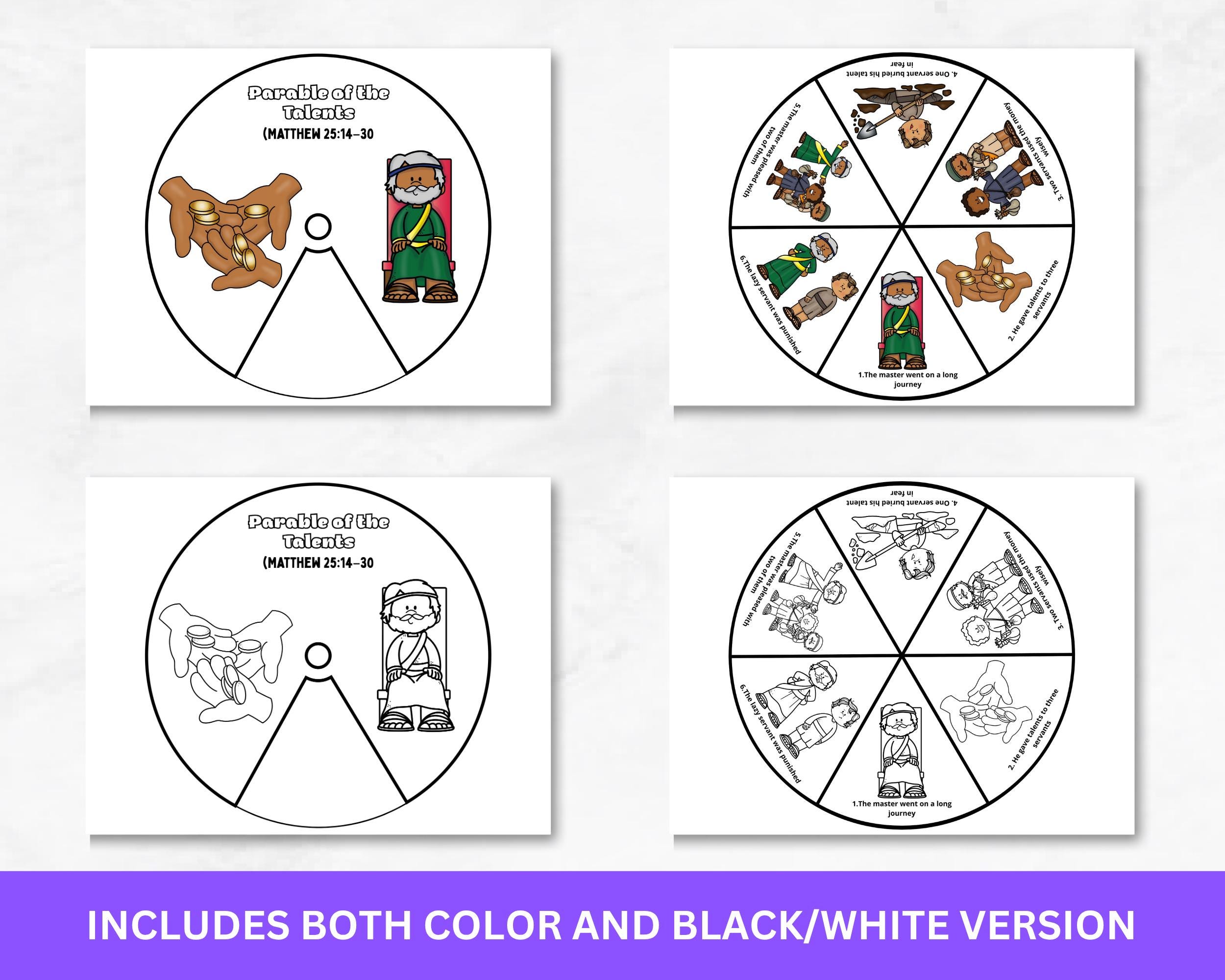 Parable of the Talents Bible Craft for Kids | Matthew 25:14–30 Coloring ...