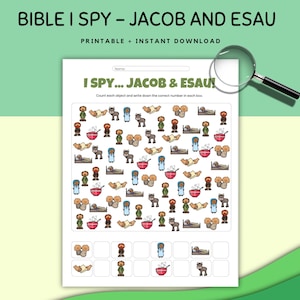 Jacob & Esau I Spy Printable | Old Testament Kids Activity | Quiet Activity, Bible Activity for Kids, Bible story Activity, Sunday School
