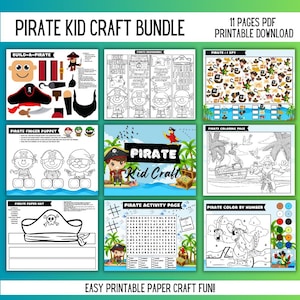 Pirate Kid Craft Bundle, Build-a-Pirate, Games, Coloring & More, PDF, Pirate Activity page, Pirate paper crown, Craft for kids