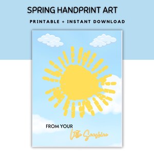 Spring Handprint art, Spring Preschool Activity, Craft for Toddlers, Handprint Kids Spring Craft, Spring Handprint art, Handprint Keepsake