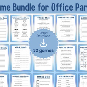 32 Office Party Game Bundle, Work Party Games voor teambuilding, waardering van het personeel, happy hour-ideeën, kennismakingsgames voor collega's