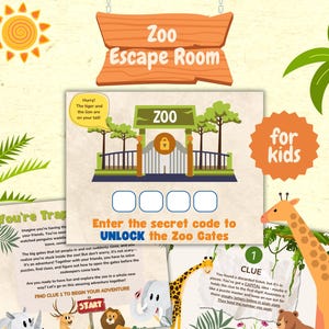 Escape Room for Kids: Trapped in the Zoo Adventure, Party Escape Room Game, Escape Room Kit, kid escape room, printable escape