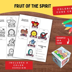 Fruit of the Spirit Coloring Cube | Galatians 5:22–23 Bible Lesson for Kids | Sunday School Craft | Christian Printable Activity