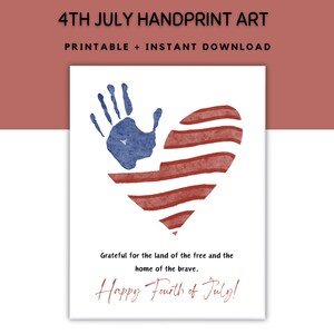 4th of July Handprint Art, 4th of July Activity, Handprint Art, Handprint Craft Keepsake, Preschool Activity, Fourth of July, Craft for Kids