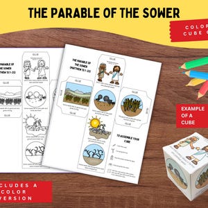Parable of the Sower Bible Story Cube | Printable Craft for Kids | Parable of the Seeds | Matthew 13:1–23 | Sunday School Activity