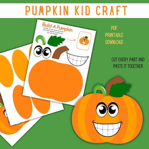 Cut and Paste Pumpkin Craft for Kids – Fall Activity for Preschool and Kindergarten – Fun Halloween or Autumn Paper Craft Template